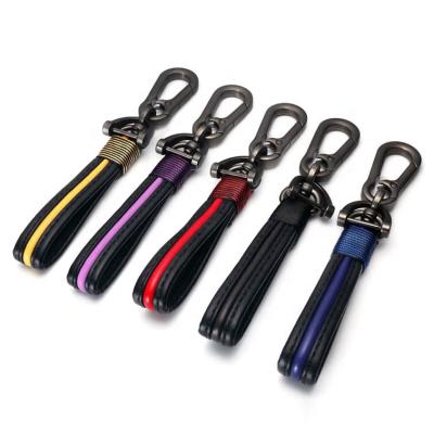 China Bulk Gift Stainless Steel Metal Car Key Chain Genuine Leather Handmade Genuine Leather Key Chain for sale