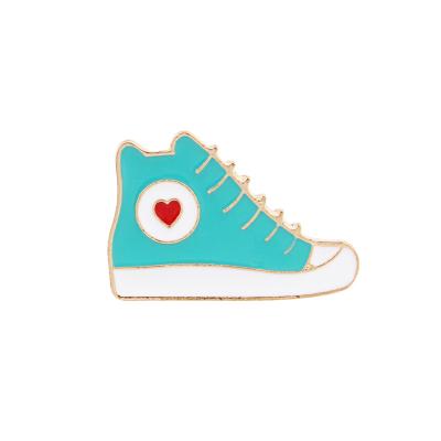 China Gift Cartoon Canvas Shoes Brooch Blue And Rainbow Motorcycle Mens High Top Brooches for sale