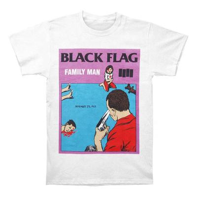 China Band Black Flag anti-pilling special image 2021 new summer white T-shirt for youth male and female T-shirts street style for sale