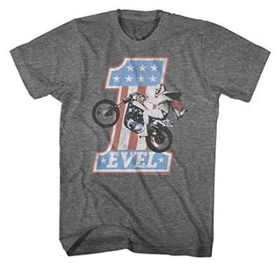 China Vintage Fashion Machine Wash Anti-Pilling T-shirt Gray Evel Knievel T-shirt Men for sale