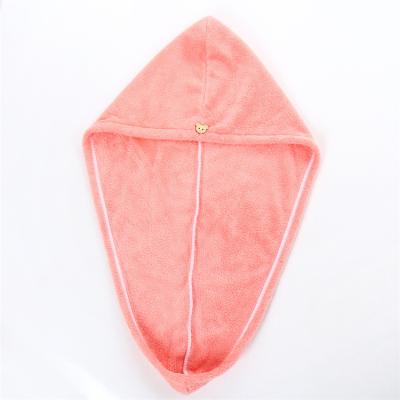 China Disposable High Absorbent Coral Fleece Quick Dry Hair Turban Pink Color for sale