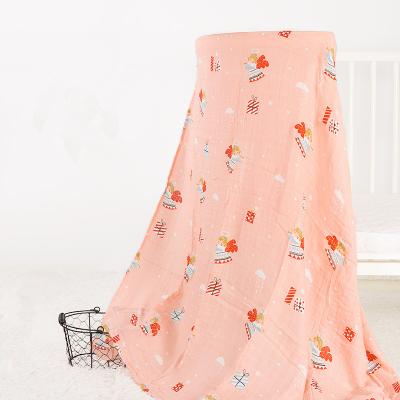 China Custom printed anti-pilling muslin blanket gots manufacture certified organic cotton muslin baby wrap blankets for sale