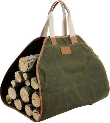 China Indoor Fireplace Stove Accessories Firewood Totes Log Holders Carrying for Outdoor Large Canvas Log Tote Bag Carrier for sale