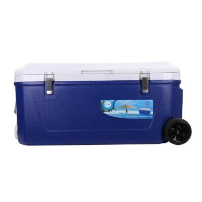 China Large 80l Wheeled Portable Waterproof Outdoor Ice Cooler Box Foam Insulated Foam Insulated Ice Chest for sale