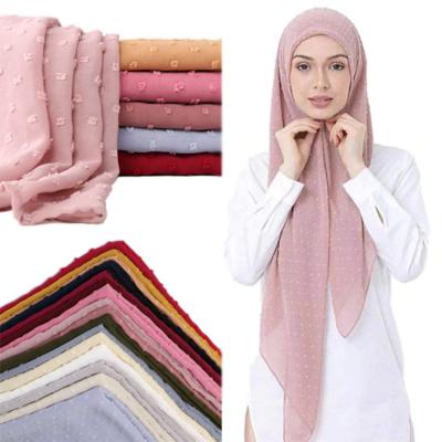 China Wholesale Assembled Luxury Women Muslim Scarf Bubble Chiffon Scarf Hijabs For Color Muslim Breathable Islamic Scarf Arab Soild Women Head Scarfs for sale