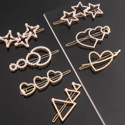 China 2020 Eco-Friendly Newest Sale Multi Hollow Hair Pins Gold Women Girls Hair Accessories Bead Word Hair Clips for sale