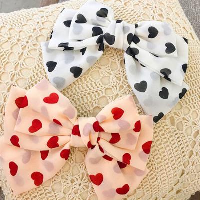 China 2020 Environmentally Friendly Bowknot France Three Layer Haircut Woman Girls Heart Hair Cut Bow Hair Pin Korean Accessories for sale