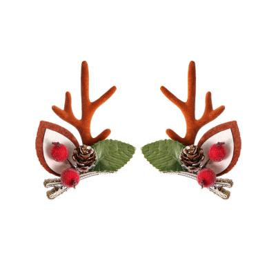 China Wholesale Eco-Friendly Cute Horn Fancy Deer Ears Hairpins Hair Accessories Christmas Antlers Hair Clip for sale