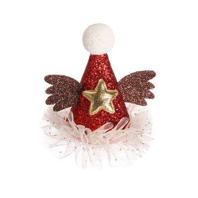 China 2020 Eco-Friendly Wholesale Jewelry High Quality Red Star Wings Baby Kids Girls Hair Pins Christmas Hair Clips for sale