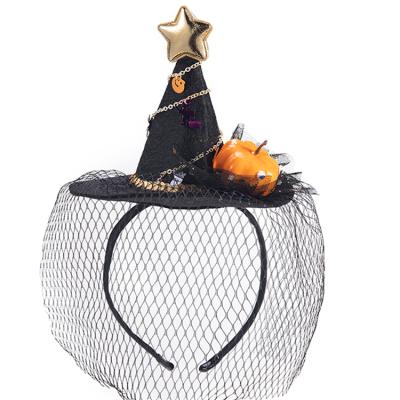 China Newest Selling Children Friendly Sequin Witch Halloween Pumpkin Decoration Party Hair Accessories Hat Headband Material for sale