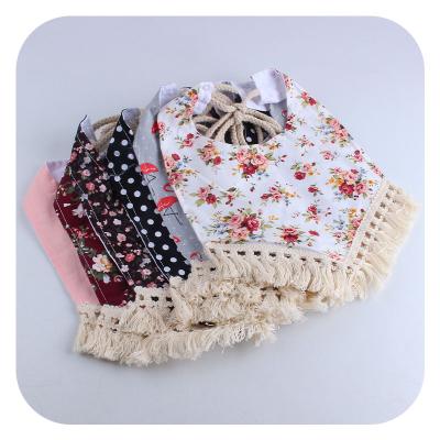 China Newborn Feeding Baby Bibs Baby Bibs Saliva Drool Towel Floral Print Tassels Washable Bibs Girls Burp Tissue Bandana for sale