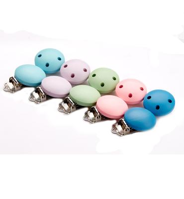 China For Baby Pacifier Chain Making Non-Toxic Painted Wooden Baby Pacifier Clips Dummy Clips DIY Pacifier Chain Accessory Clips Diy Custom for sale