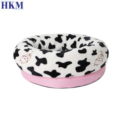 China OEM Sustainable Circular PP Cotton C Size Hot Pink Donut Pet Sofa Pet Bed for sale