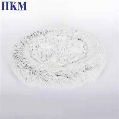 China Wholesale Viable Washable Luxury Plush Customize Gray Soft Fluffy Donut Round Dog Bed Sleep Nest for sale