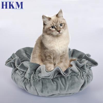 China Durable High Performance Washable Super Comfortable Pet Bed Can Be Customized Gray Simplicity Donut Round Dog Bed for sale