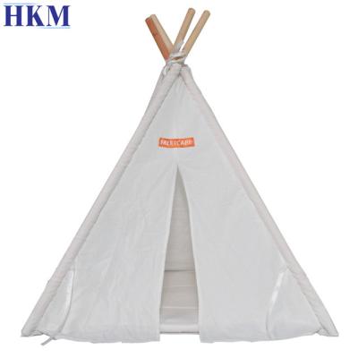 China Top Quality Viable Foldable Wash Cotton Fabric Customize Portable Tapered Beige Dog Tent for sale