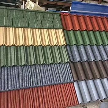 China Colorful Fireproof Precoat Natural Stone Coated Roof Tiles Steel Building Material Home Accessories for sale