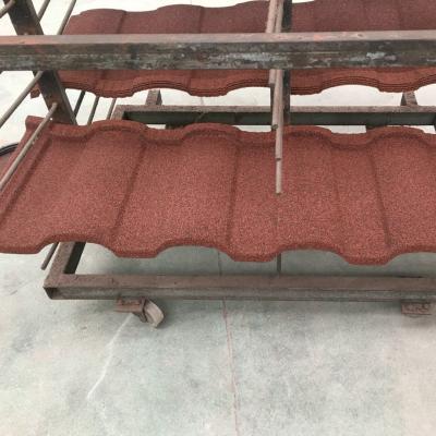 China Modern Colored Stone Cladding Surface Treatment And 0.4mm 0.45mm 0.5mm Thickness Spanish Roof Tile for sale