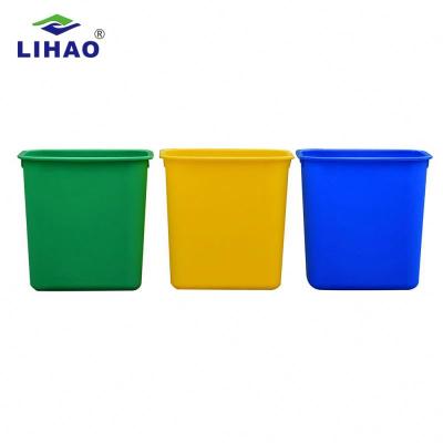 China Sustainable New Arrival Without Lid Square 270*210*330mm Plastic Waste Basket 12L For Toilet for sale