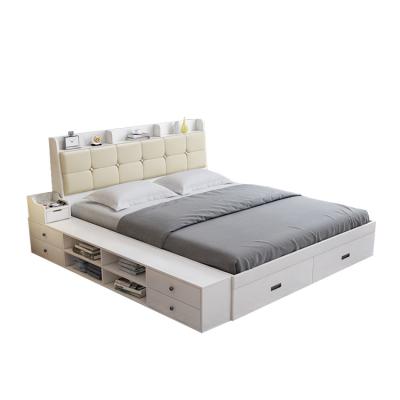 China The Minimalist 1.5 Meter Pneumatic Double Bed Bedroom Double Bed Boxed Storage Nordic Modern Minimalist High Bed With Side Cabinet for sale