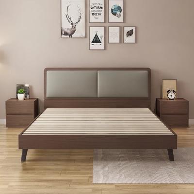 China Modern Fashion Bedroom Furniture Set Luxury Queen Size Double Bed Modern Solid Wood Frame Upholstered Bed for sale