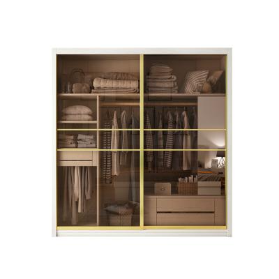 China Wooden Panel Sliding Door Wardrobe (The Other) Nordic Adjustable Light Luxury Modern Simple Bedroom Storage for sale