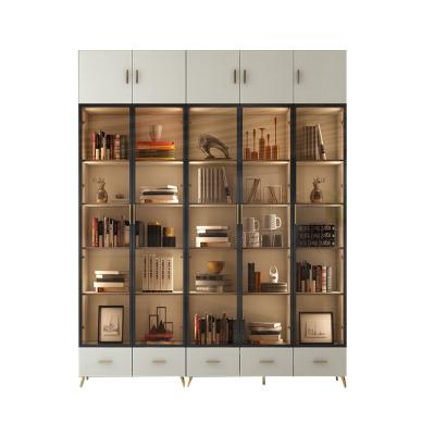 China Without Lamp Factory Modern Design Wholesale Custom Living Room 5 Doors Bookcase With Top for sale