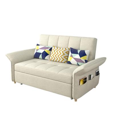 China Multifunctional Simple Sliding Folding Nordic Small Apartment Furniture Storage Solid Wood Sofa Bed for sale