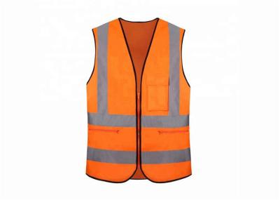 China Building Site Reflective Safety Vest , Orange Reflective Vest For Ambulance / Airport for sale