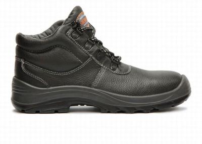 China Black Leather Fashionable Steel Toe Shoes Chemical Resistant Customized Design for sale