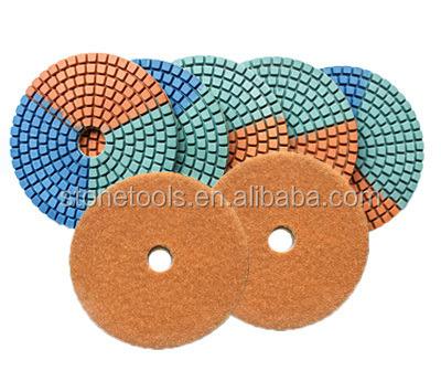 China Marble / Granite / Stone 3 Color Polishing Pads 100mm 3 Color Diamond Flexible Wet Polishing Pads For Granite Marble And Engineered Stone for sale