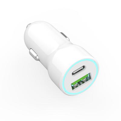 China Convenient 20With An A+C Car Charger With Indicator Universal Mini Portable Car Charger for sale