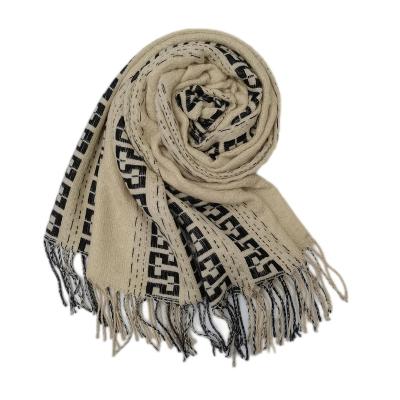 China Custom Designer Winter Luxury Ladies Wholesale Fashion Polyester Knitted Scarves With Color Print Letters Cotton Women Magic Long Scarf for sale