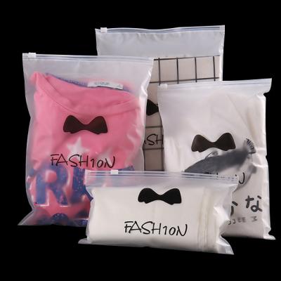 China Custom Low MOQ Recyclable Eco-friendly Zip Lock PVC Bags Matte Black Zipper Plastic Bag Frosted For Clothes Packaging for sale