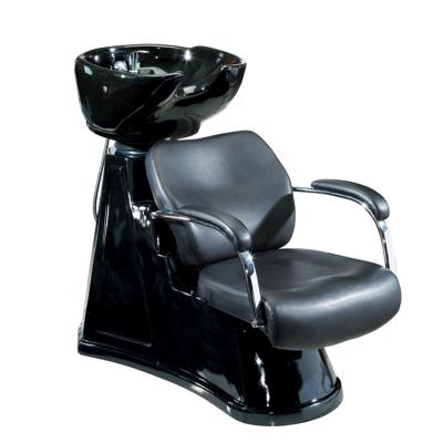 China Modern Soft Color Leather Material Shampoo Chair Hair Salon Furniture Style Suitable Shampoo Chair With Basin for sale