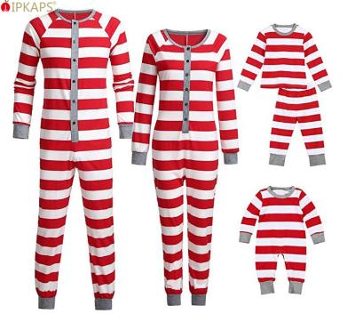 China 2019 Children Thermal Stipe Onesies Pajamas Set One Piece Christmas Family Loungewear for sale