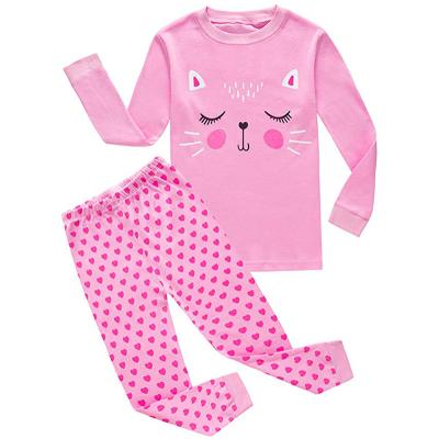 China Lovely little and big girls thermal 2 piece 100% cotton pajamas sets kids and children sleepwear for sale