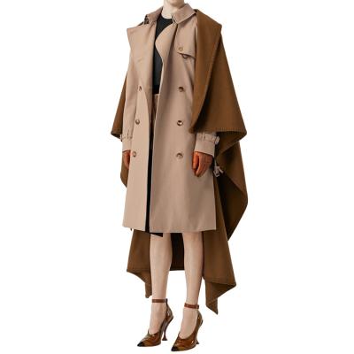 China High Quality Sustainable Tied Causal Cashmere Women's Long Sleeve Ditch Dust Coat for sale