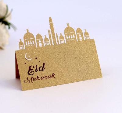 China Europe Middle East Eid Mubarak Siege Card Cavity Small Ramadan Card Gold Table Color Table Card for sale