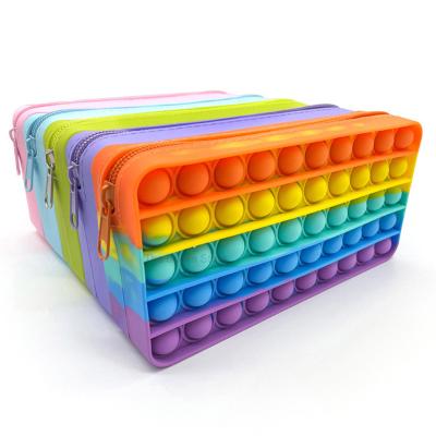 China Schools & Hot Sale Office Silicone Pop Bubble Release Stress Stationery Storage Bag Large Capacity Busy Person Multi Functional Pencil Case for sale