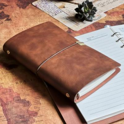 China Custom Leather Bound Diary Printed Rustic Vintage Handmade Large Logo Agenda Writing Notebook Travel Diary for sale