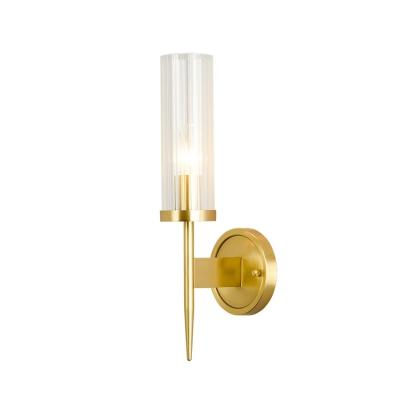 China Nordic creative post-modern luxury copper glass wall lamp indoor wall lamp for hotel living room bedside stair lighting for sale