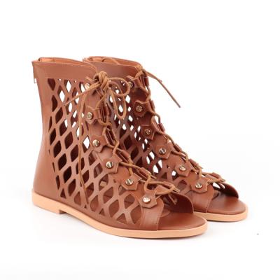 China BOBNINI Waterproof Round Toe Flat Heel Ankle Hollow Out Designer Unique Luxury Summer Woman SHOES SHORT SHOES for sale