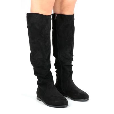 China 2022 BOBNINI Winter Lady Sexy Flat Knee Long Flat Boots Fold Over Wrinkle Zipper Suede for sale