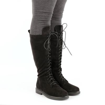 China BOBNINI flat round toe flat heel knee high Martin lace up winter European tight woman SHEETS LONG SHOES for sale