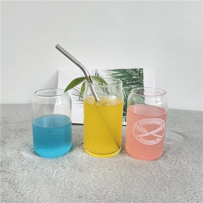 China Sustainable Box Shaped Beer Glass Cups Transparent Fruit Juice Beer Glasses Cups Unbreakable Can Tumbler Shaped Cup for sale