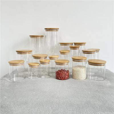 China DIY Sublimation Design Mason Storage Clear CLASSIC Empty Glass Can Knockout Kitchen Clear Canisters With Sealed Bamboo Lid for sale