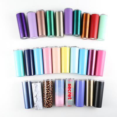 China Sustainable 600ml 20oz Double Walled Vacuum Insulated Lean Slim Cups Stainless Steel Tumbler Wholesale for sale