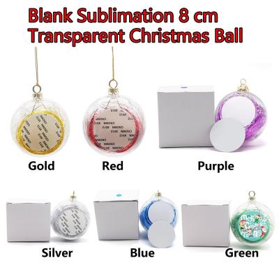 China Sublimation Gift Christmas Decor DIY Masks Transparent Clear Plastic Ball Ornaments Fillable 4cm 6cm 8cm Christmas Decorations for sale