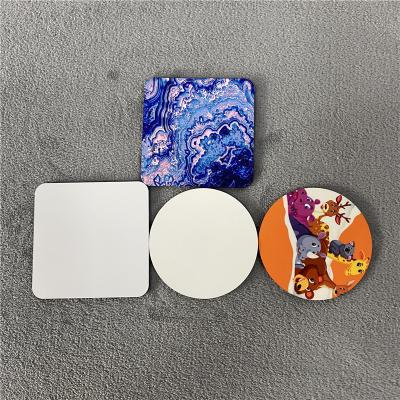 China Traditional SINGLE SIDED Glossy White Cork Back Sublimation Coaster For Sublimation Transfer Heat Press Printing Crafts for sale